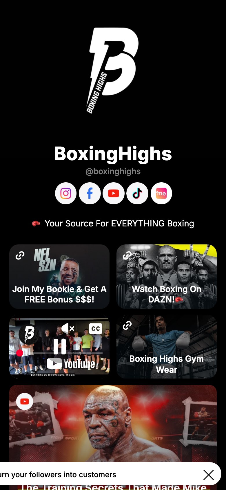The boxinghighs page on Linkme
