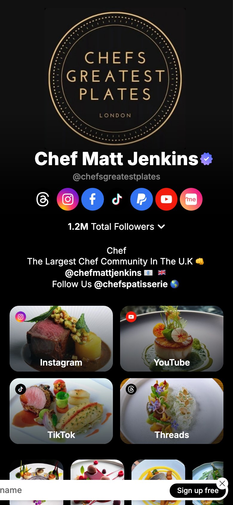 The chefsgreatestplates page on Linkme