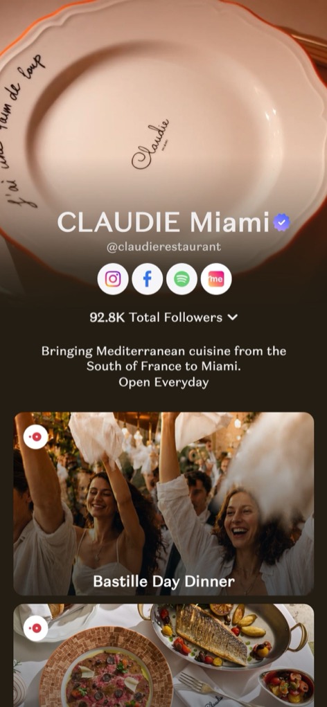 The claudierestaurant page on Linkme