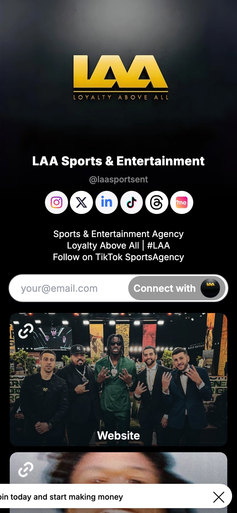 The laasportsent page on Linkme