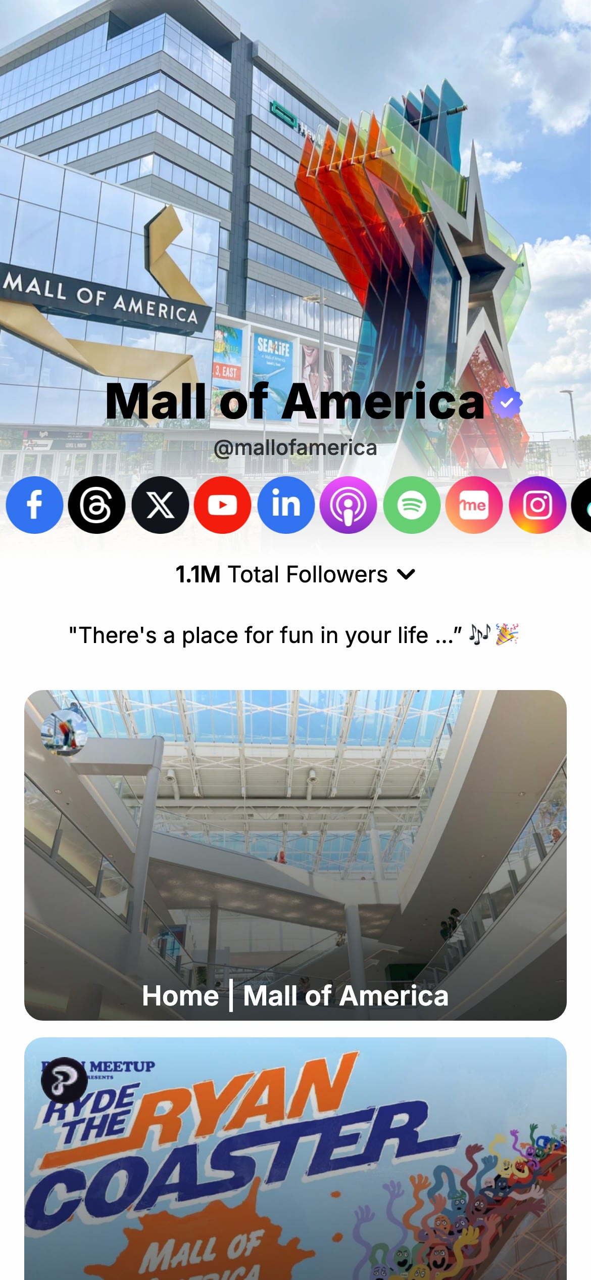 The mallofamerica page on Linkme
