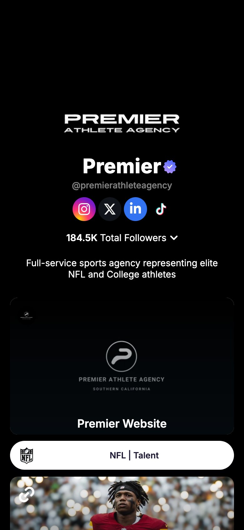 The premierathleteagency page on Linkme